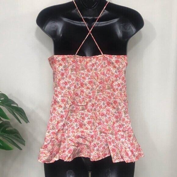 Y2K Silk Fairy Top Floral Ruffle Camisole Dainty Banana Republic XS - Picture 5 of 10